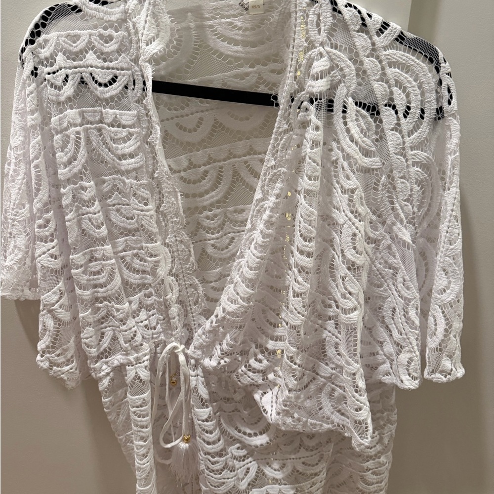 White Crochet Lace Kimono Cover-Up